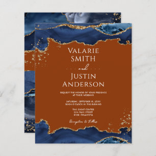 Papier Marine Blue Agate Burning Orange Faire-part de mar