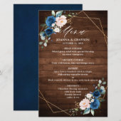 Papier Marine Blue Blush Rustic Wood Mariage géométrique (Devant / Derrière)