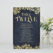 Papier Marine Blue & Gold Swirls Siège Tableau Numéro de (Debout devant)