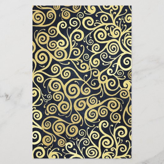 Papier Marine Blue & Gold Swirls Siège Tableau Numéro de (Dos)