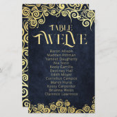 Papier Marine Blue & Gold Swirls Siège Tableau Numéro de (Devant / Derrière)