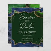 Papier Marine Blue & Green Agate Enregistrer la date (Devant / Derrière)