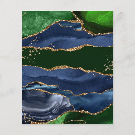 Papier Marine Blue & Green Agate Enregistrer la date (Dos)