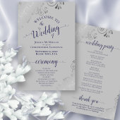 Papier Marine Blue Silver Lace Budget Grey Wedding Progra