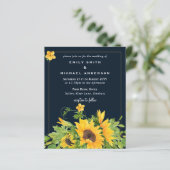Papier Marine Blue Yellow Sunflowers Mariage Invite (Debout devant)