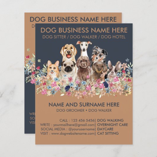 Papier Marine Brown chien assis service marié pour animau (Devant / Derrière)