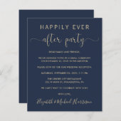 Papier Marine Gold QR Code Mariage Invitation de réceptio (Devant / Derrière)