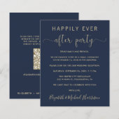 Papier Marine Gold QR Code Mariage Invitation de réceptio (Devant / Derrière)