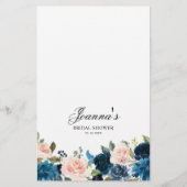 Papier Marine Royal Blue Blush rose Bride jeu de douche (Dos)