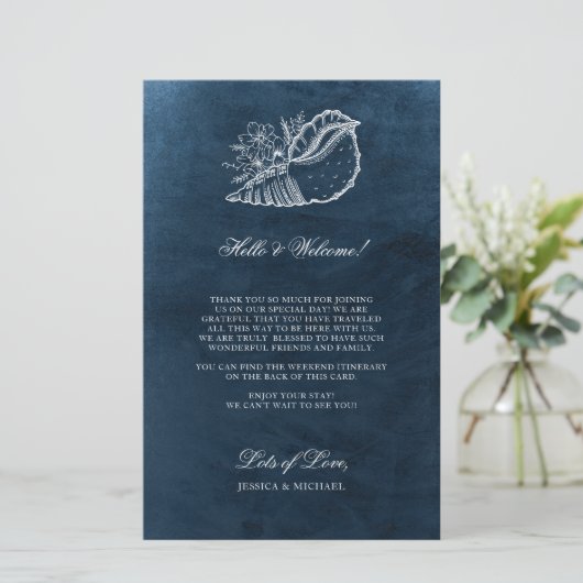 Papier Marine Seashell Beach Mariage Itinéraire de bienve (Debout devant)