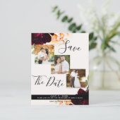 Papier Marsala & Cream Floral Mariage Photo Enregistrer l (Debout devant)