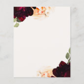 Papier Marsala & Cream Floral Mariage Photo Enregistrer l (Dos)