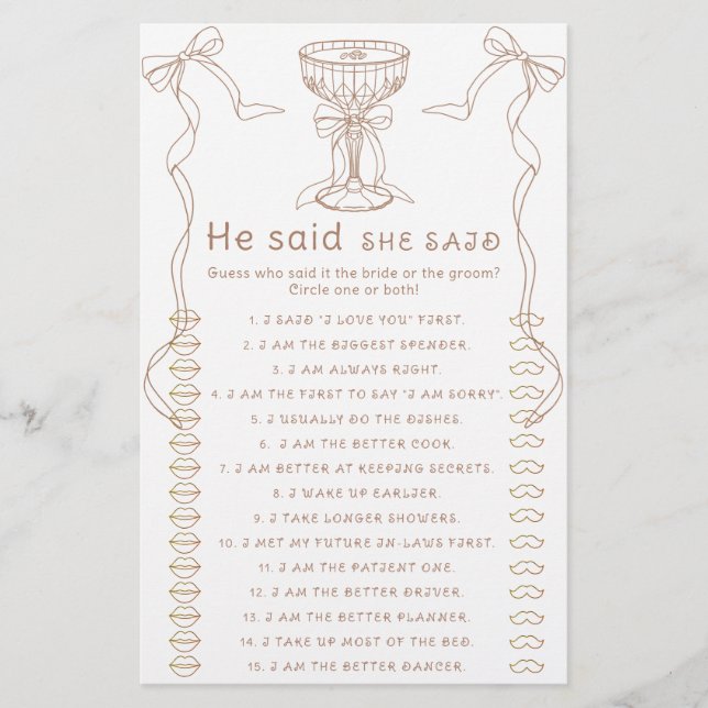 Papier Martini arc main tiré Il dit avoir dit jeu (Devant)