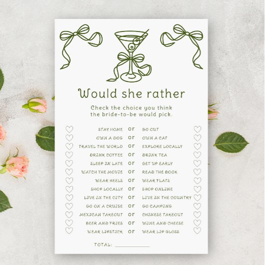 Papier Martini nuptiale Douche préférerait-elle jouer