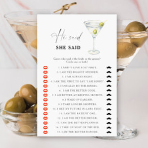 Papier Martini nuptiale Il dit qu'elle a dit jeu