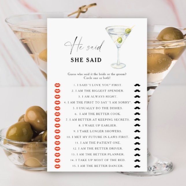 Papier Martini nuptiale Il dit qu'elle a dit jeu (Créateur téléchargé)