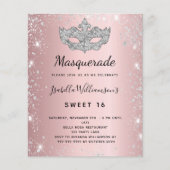 Papier Mascarade blush rose argent Sweet 16 invitation (Devant)
