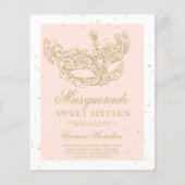 Papier Mascarade or rose parties scintillant masque budge (Devant)