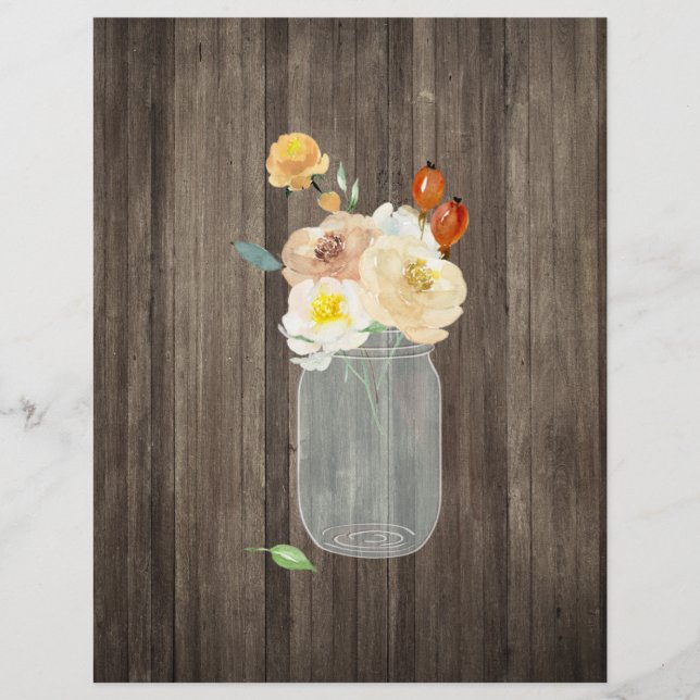 Papier Mason Floral Jar & Bois (Devant)