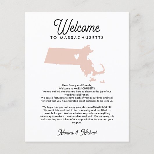 Papier MASSACHUSETTS DE Bienvenue Lettre & Itinéraire TOU (Devant)