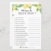 Papier Match De Mariage De Citron - Qui Connaît Le Mieux  (Devant / Derrière)