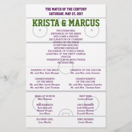 Papier Match of the Century Wedding Program (Devant)