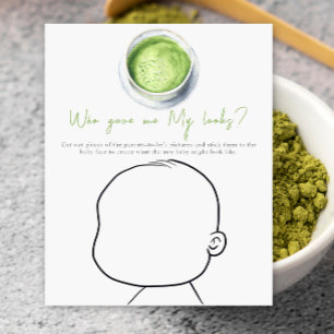 Papier Matcha baby shower - Qui m'a donné mes regards ?