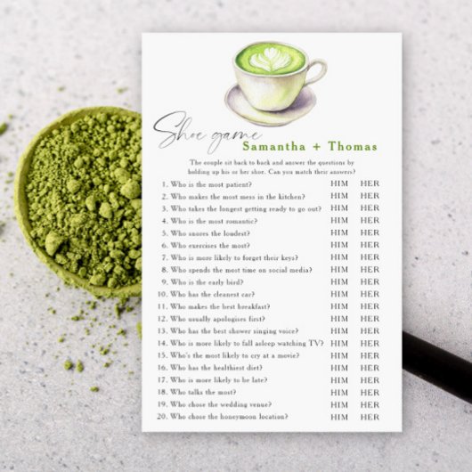Papier Matcha thé nuptiale douche jeu de chaussures