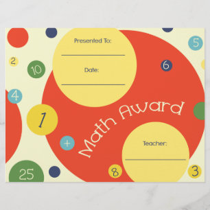 Papier Math Award Pois de certificat étudiant