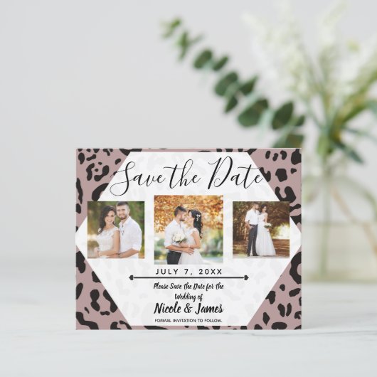 Papier Mauve Blush Pink Cheetah Leopard Enregistrer la da (Debout devant)