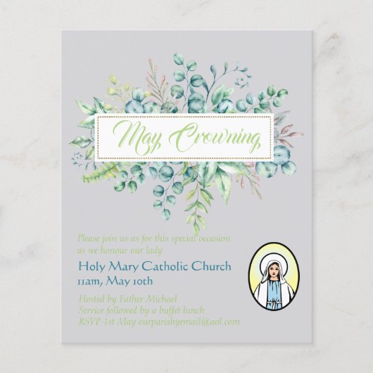 Papier May Crowning Invitations Vierge Marie Invitations (Devant)