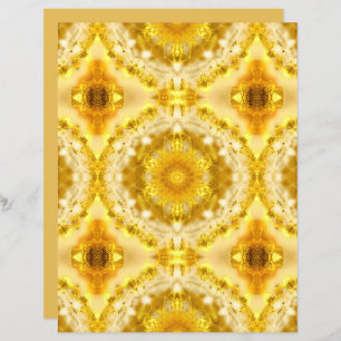 Papier Médaillon en moutarde Motif Batik Jaune Doré