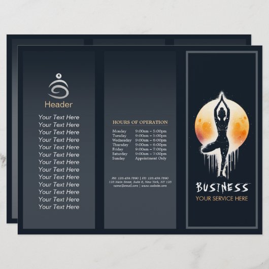 Papier Méditation Yoga Instructeur Arbre Pose Pleine lune (Devant / Derrière)