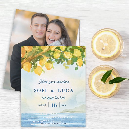 Papier Mediterranean Photo Coastal Wedding Save the Date