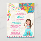 Papier Mehndi budget invitation rose bleu mignon fille in (Devant)