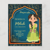 Papier Mehndi Inde Arabian design turquoise budget invita (Devant)