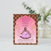 Papier Mehndi rose lotus Inde mariage invitation budget (Debout devant)