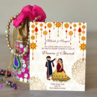 Mehndi sangeet invitation dansant mignon couple in