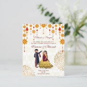 Papier Mehndi sangeet invitation dansant mignon couple in (Debout devant)