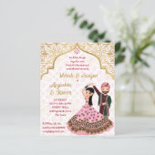 Papier Mehndi sangeet rose mariage indien invitation budg (Debout devant)