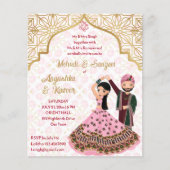 Papier Mehndi sangeet rose mariage indien invitation budg (Devant)