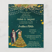 Papier Mehndi sangeet vert invitation du budget du couple (Devant)