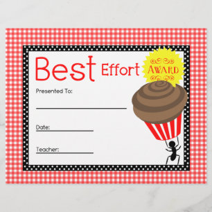Papier Meilleur Effort Award - En vichy Rouge avec ant &