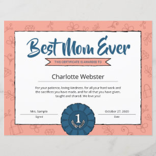 Papier Meilleure Maman Certificat de Parent Prix de la Fê