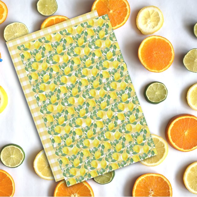 Papier Mélange citron jaune orange Buffalo Plaid (Créateur téléchargé)