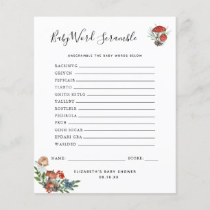 Papier Mélange de mots pour bébé Jeu de baby shower