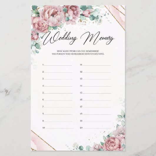 Papier Mémoire de Mariage d'or de l'eucalyptus Rose (Devant)