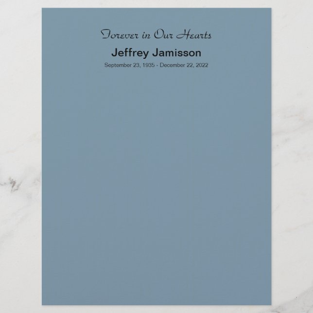 Papier Memorial Book Filler Pages, Blue-Gray (Devant)
