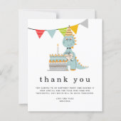 Papier Merci Anniversaire de enfant de gâteau dinosaur bu (Devant)