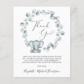 Papier Merci Baby shower Eléphant mignon (Devant)